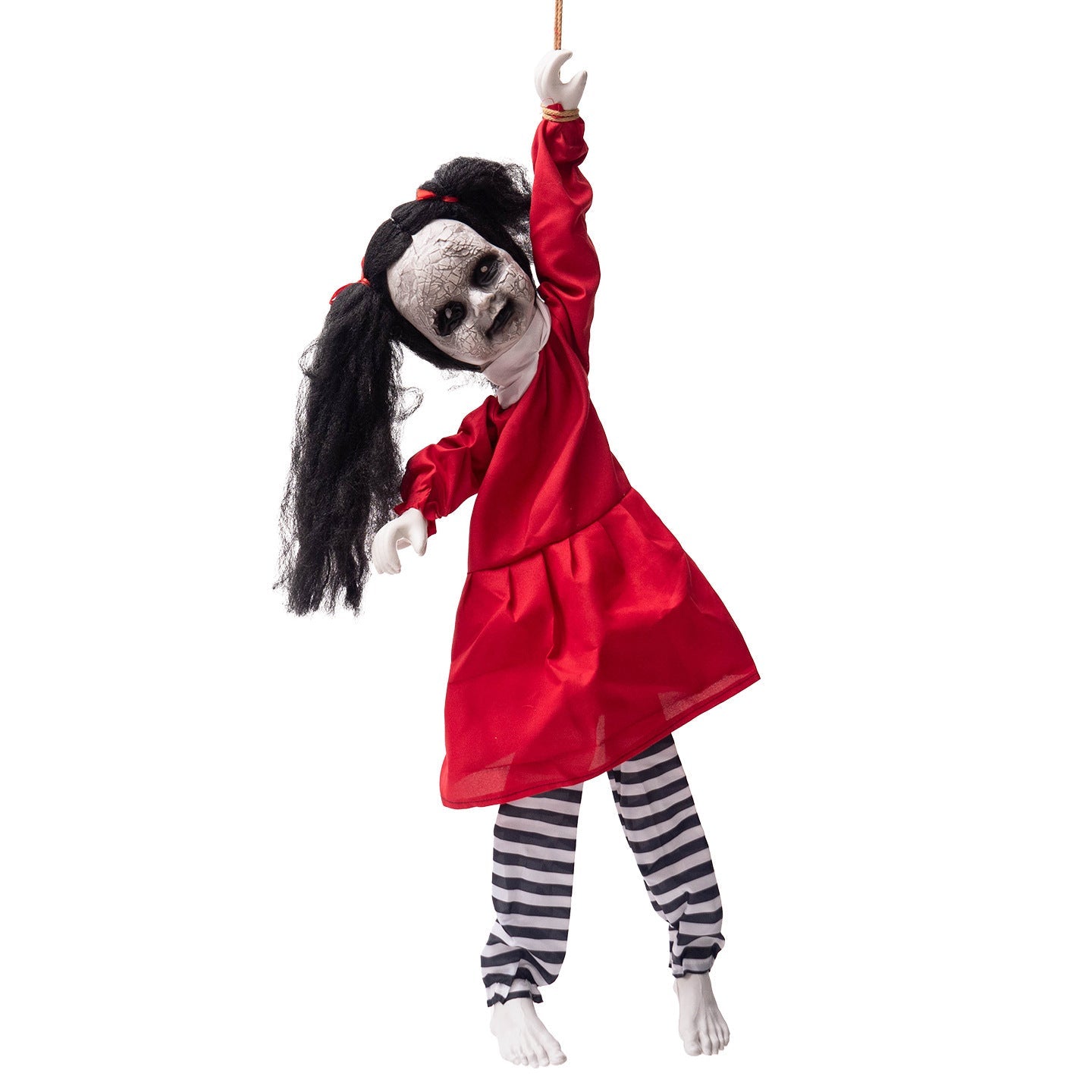 Halloween Swing Arm Red Clothes Kick Girl Hanging Ghost Decorative