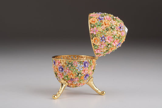 Gold with Colorful Flowers Easter Egg