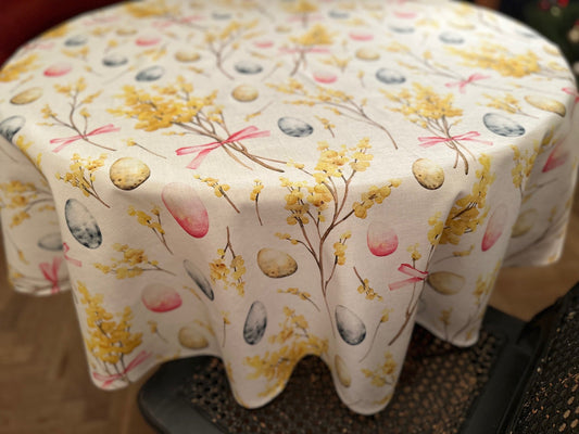 Round Tablecloth, 100% Cotton, Printed | Easter Happy
