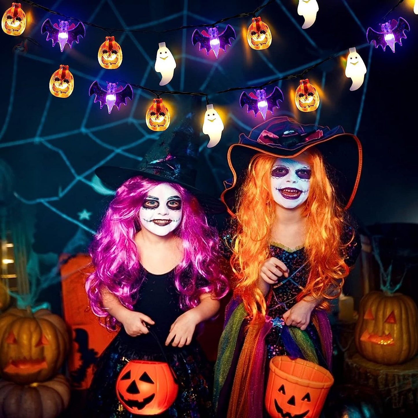 LED Halloween Pumpkin Spider Bat Skull String Light Lamp Home Garden