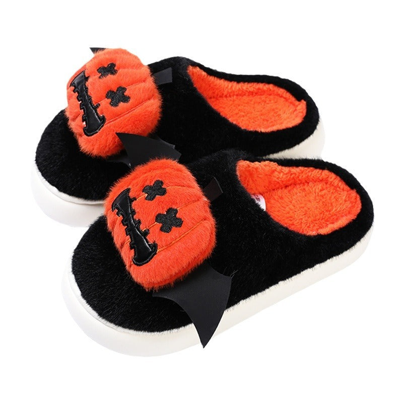 Halloween Cartoon Funny Pumpkin Slippers With Small Wings Design