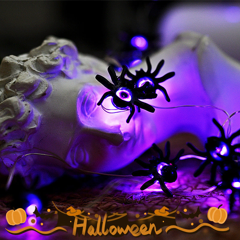 LED Purple Spider Lighting Chain Halloween Decoration Light