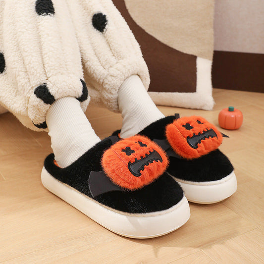 Halloween Cartoon Funny Pumpkin Slippers With Small Wings Design