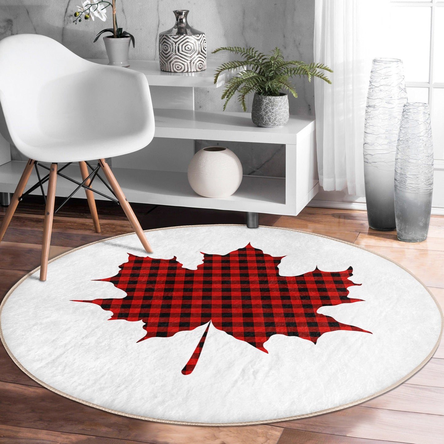 Canada Maple Leaf Round Rug, Maple Leaf Area Rug, Living Room Floor