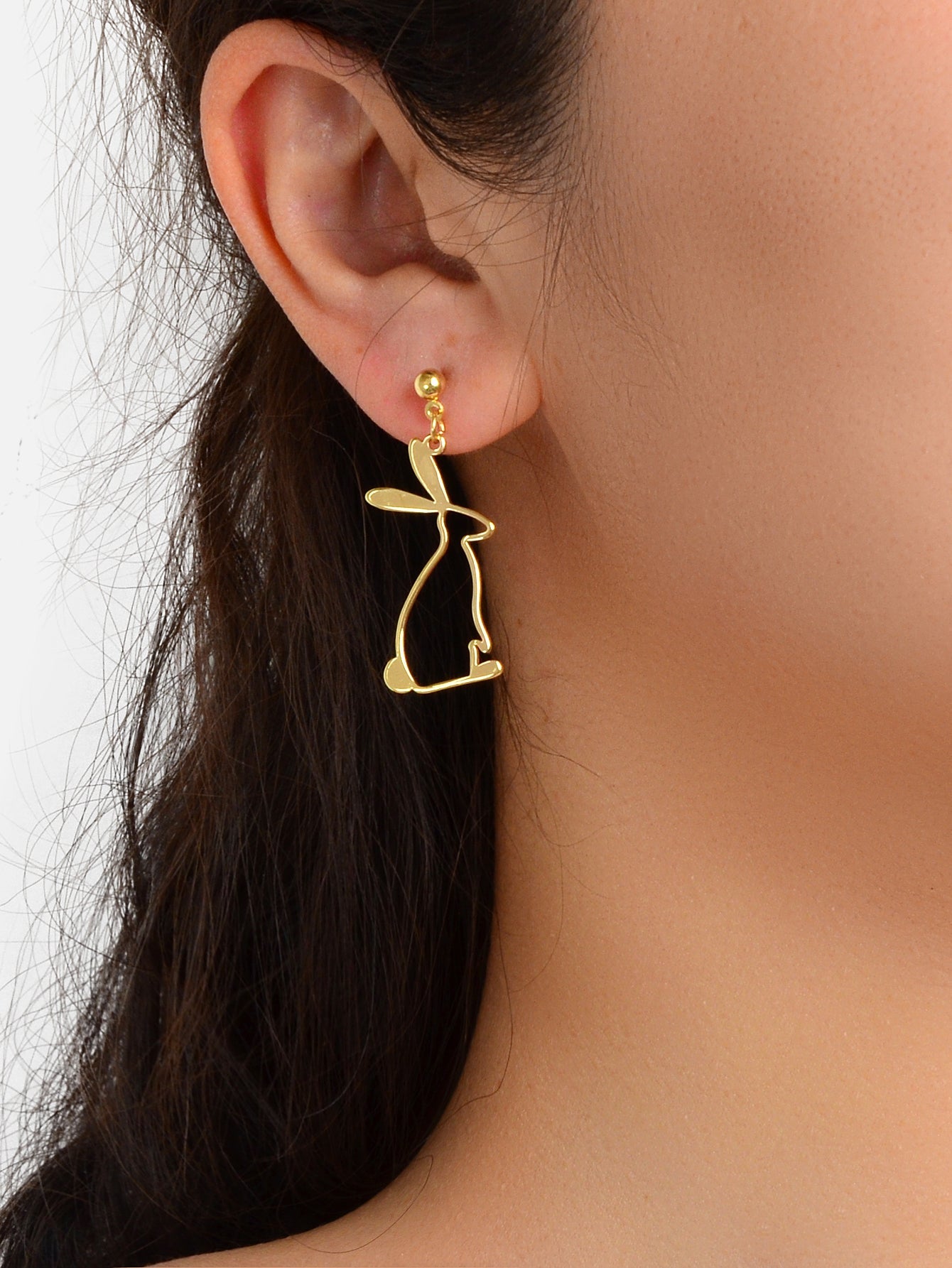 Creative Gold Easter Holiday Rabbit Bunny Chic Dangle Earrings Daily