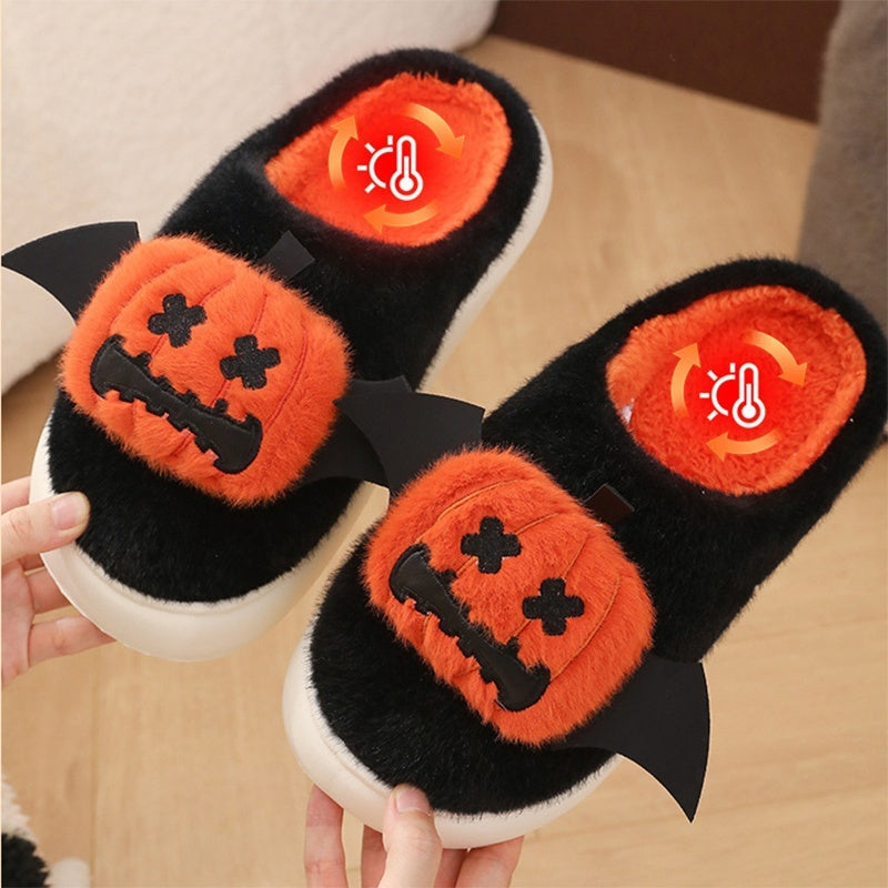 Halloween Cartoon Funny Pumpkin Slippers With Small Wings Design