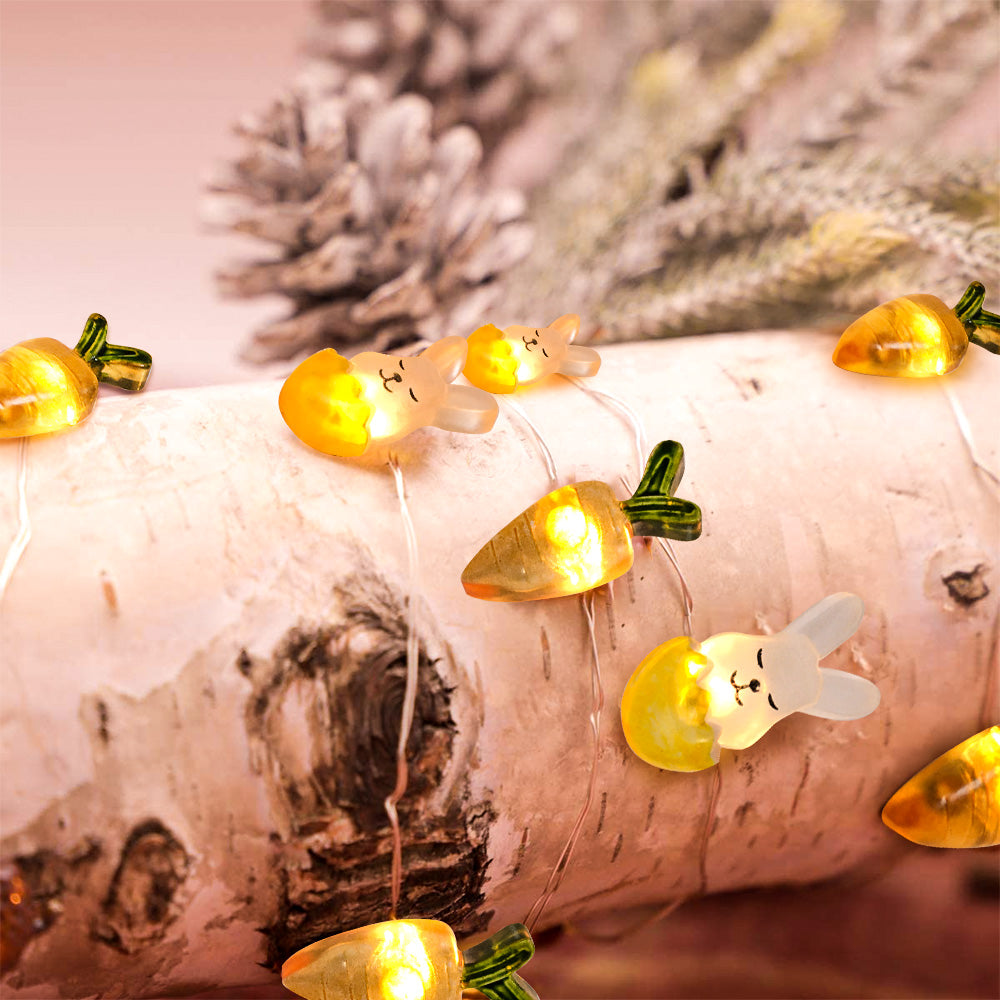 Cute Carrots and Bunnies Easter Lights Outdoor