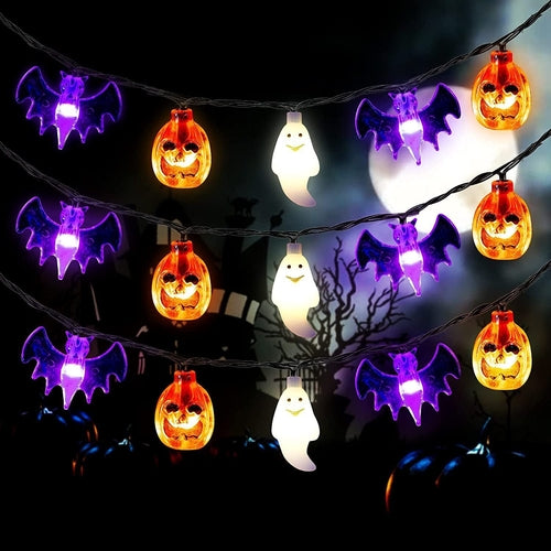 LED Halloween Pumpkin Spider Bat Skull String Light Lamp Home Garden