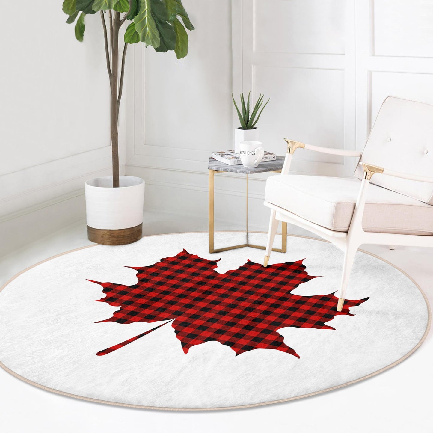 Canada Maple Leaf Round Rug, Maple Leaf Area Rug, Living Room Floor