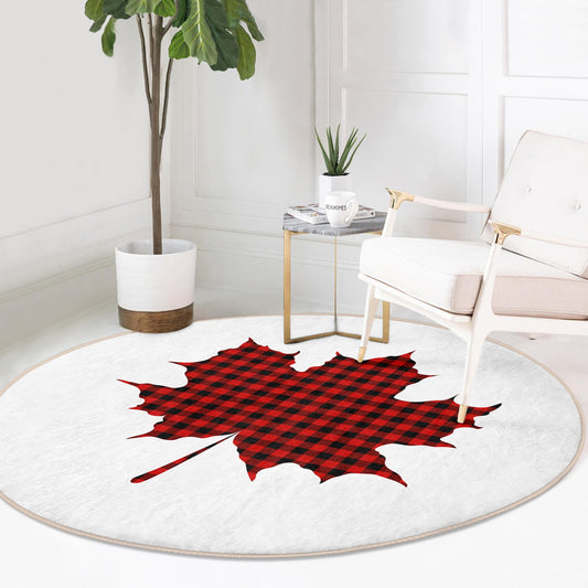 Canada Maple Leaf Round Rug, Maple Leaf Area Rug, Living Room Floor