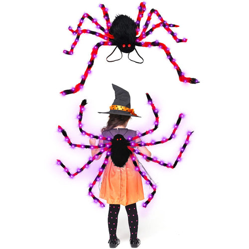 Halloween Spider Backpack Nine LED Modes Plush Sugar Bag