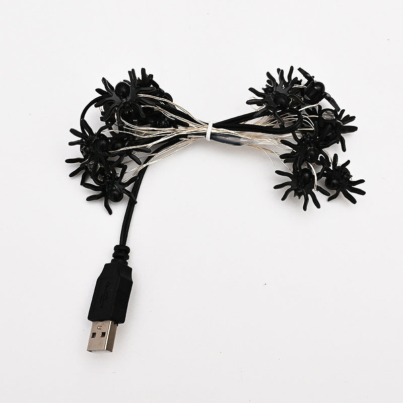 LED Purple Spider Lighting Chain Halloween Decoration Light