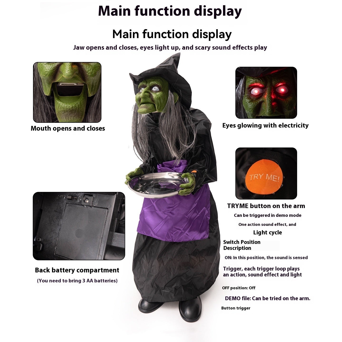 Halloween End Plate Witch Electric Voice-activated Induction