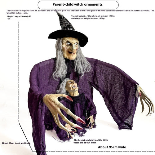 Halloween Parent-child Witch Ornaments Floor Outlet Luminous