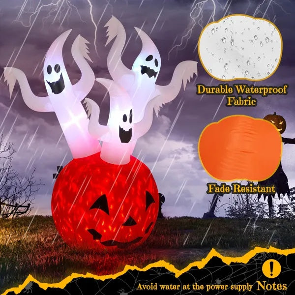 5.9 FT Halloween Inflatable Pumpkin Ghost Outdoor Decorations, Scary