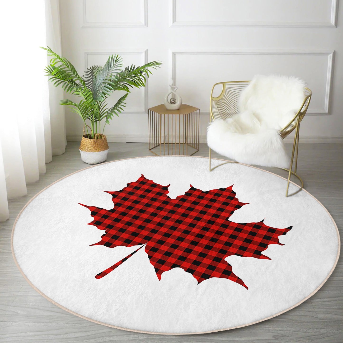Canada Maple Leaf Round Rug, Maple Leaf Area Rug, Living Room Floor