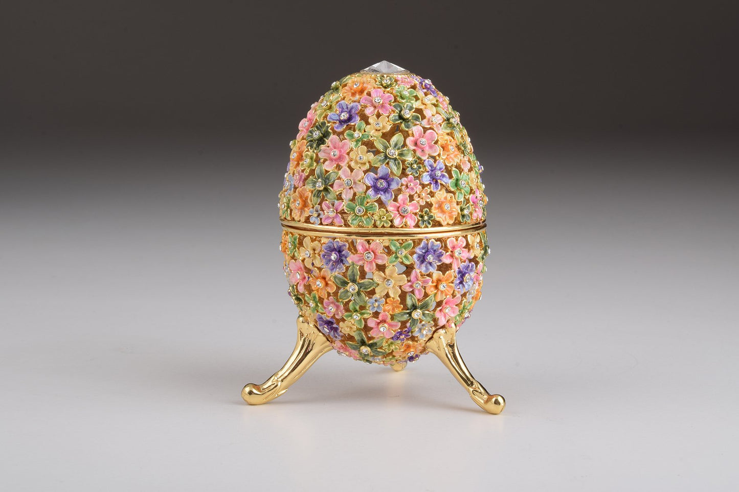 Gold with Colorful Flowers Easter Egg