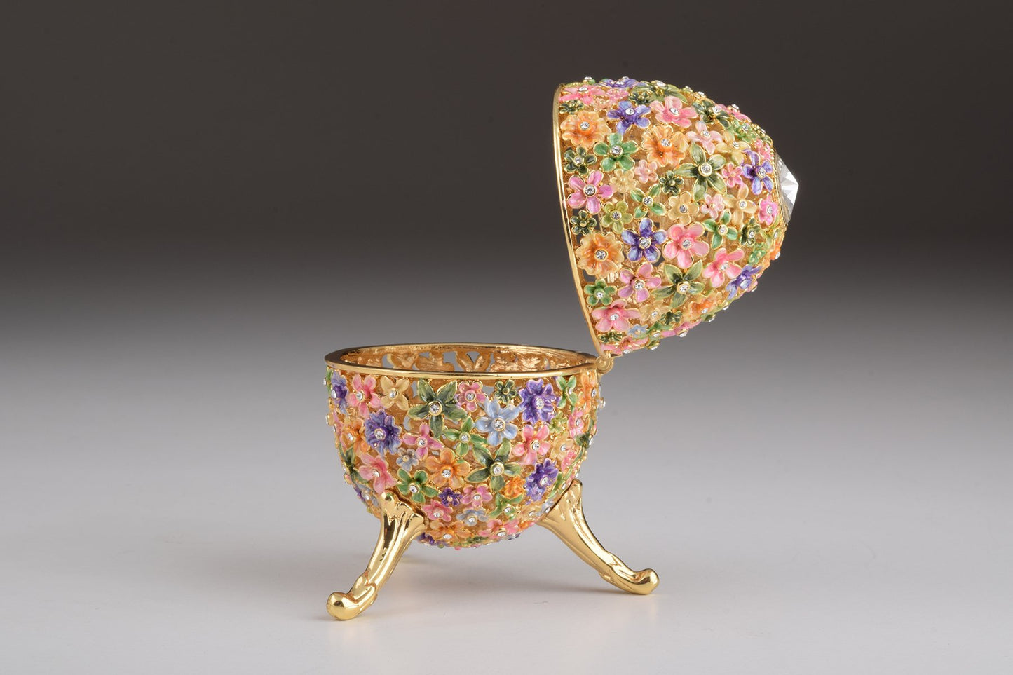 Gold with Colorful Flowers Easter Egg