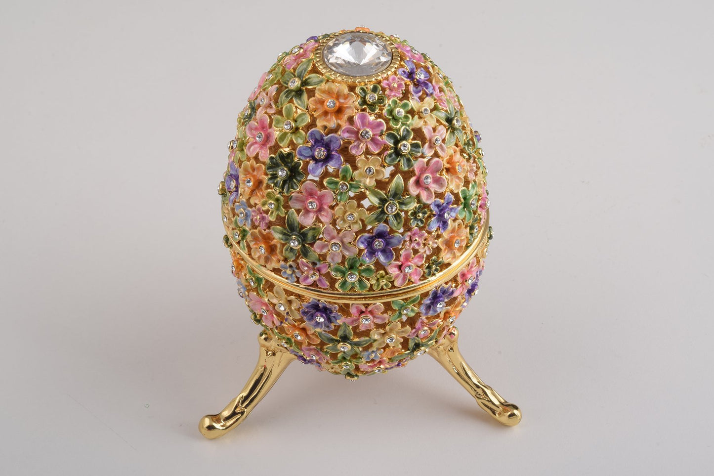 Gold with Colorful Flowers Easter Egg
