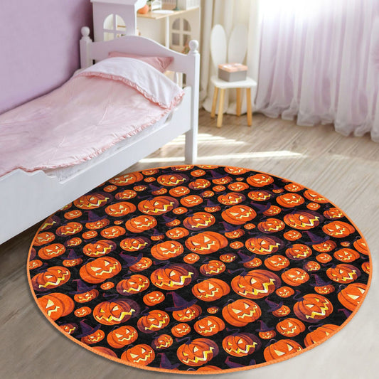 Halloween Pumpkin Pattern Kids Fall Decor Washable Rug | Homeezone