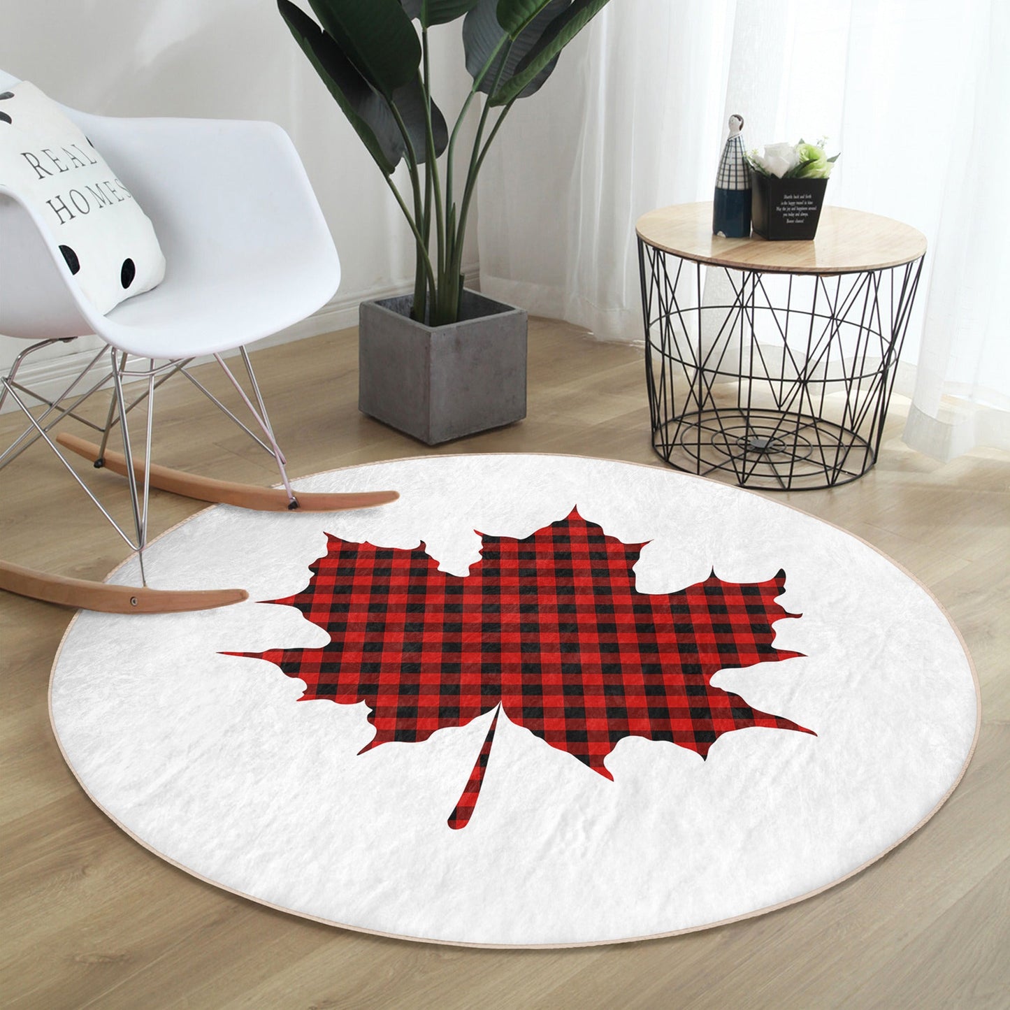 Canada Maple Leaf Round Rug, Maple Leaf Area Rug, Living Room Floor