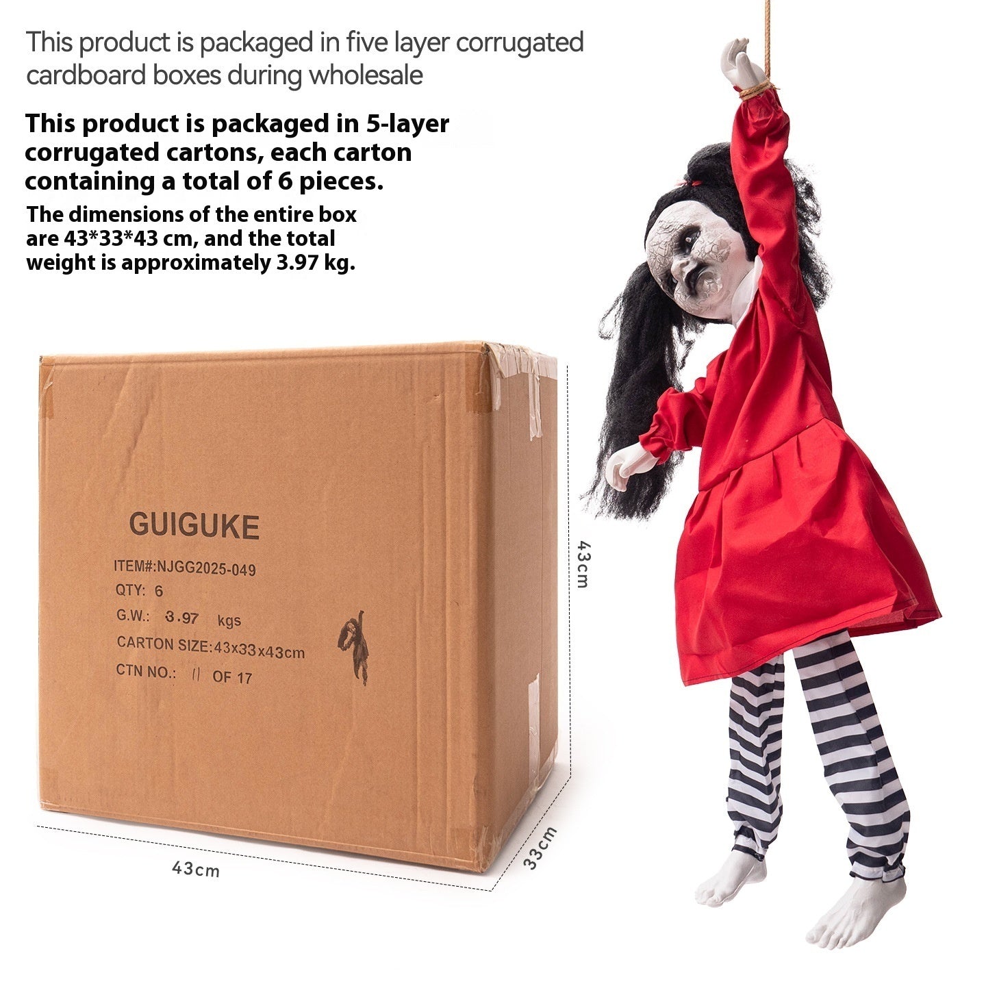 Halloween Swing Arm Red Clothes Kick Girl Hanging Ghost Decorative