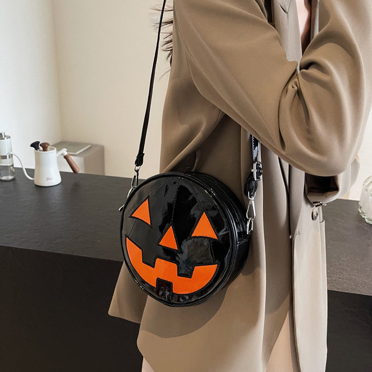 Halloween Pumpkin Small Round Bag Girls Funny Cute Shoulder Bag