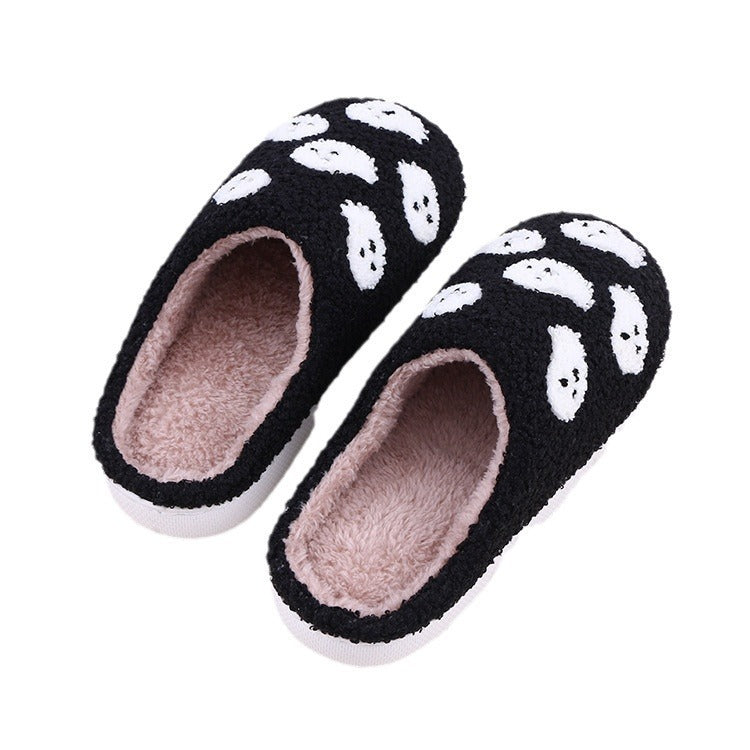 Halloween Funny Spider Ghost Scary Flat Indoor House Shoes For Women
