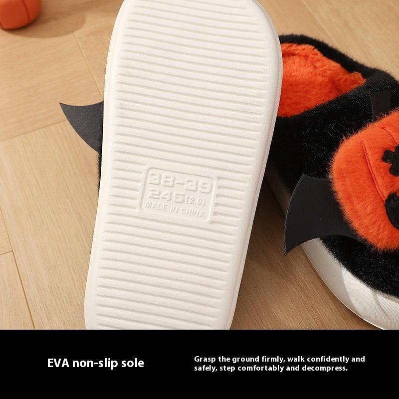 Halloween Cartoon Funny Pumpkin Slippers With Small Wings Design