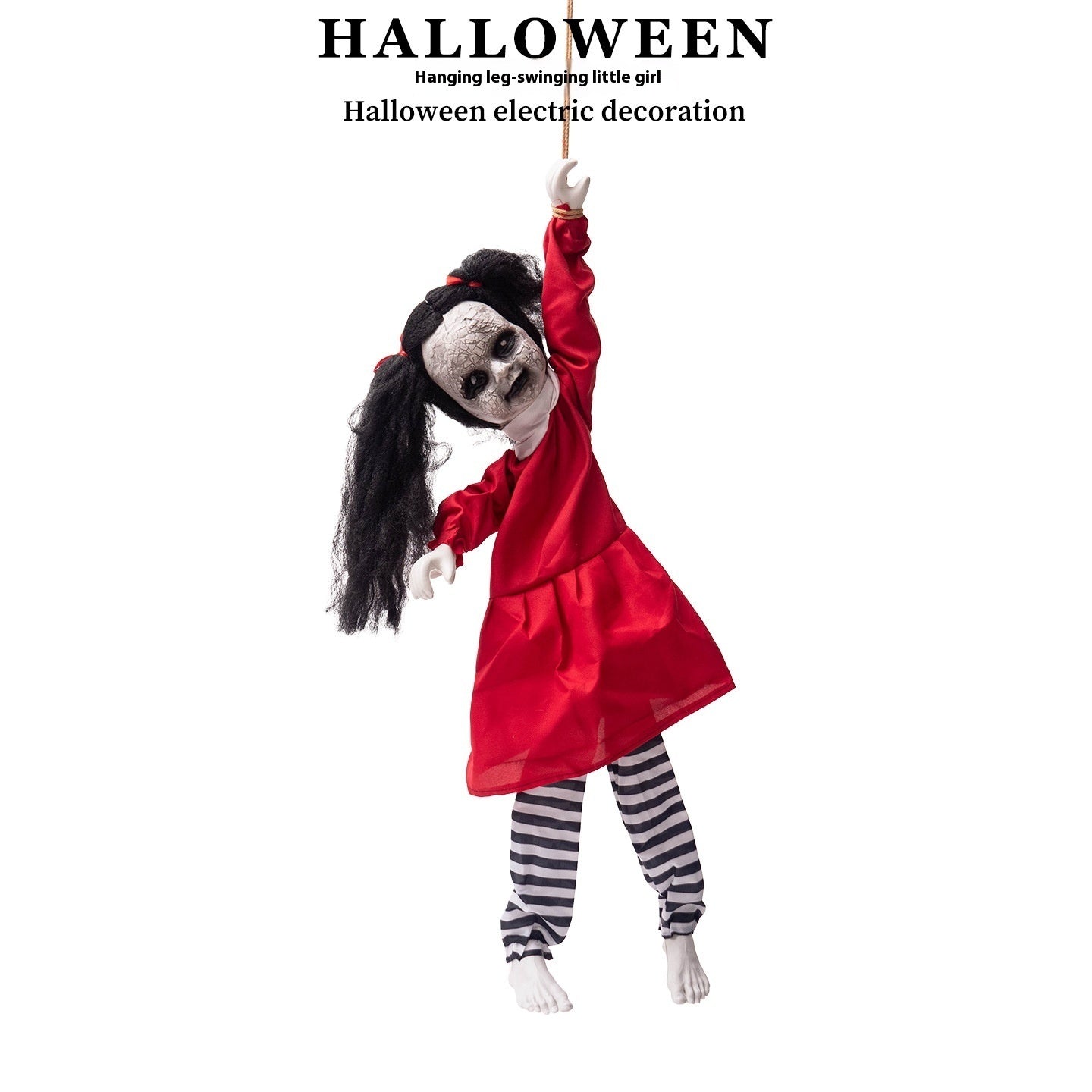 Halloween Swing Arm Red Clothes Kick Girl Hanging Ghost Decorative