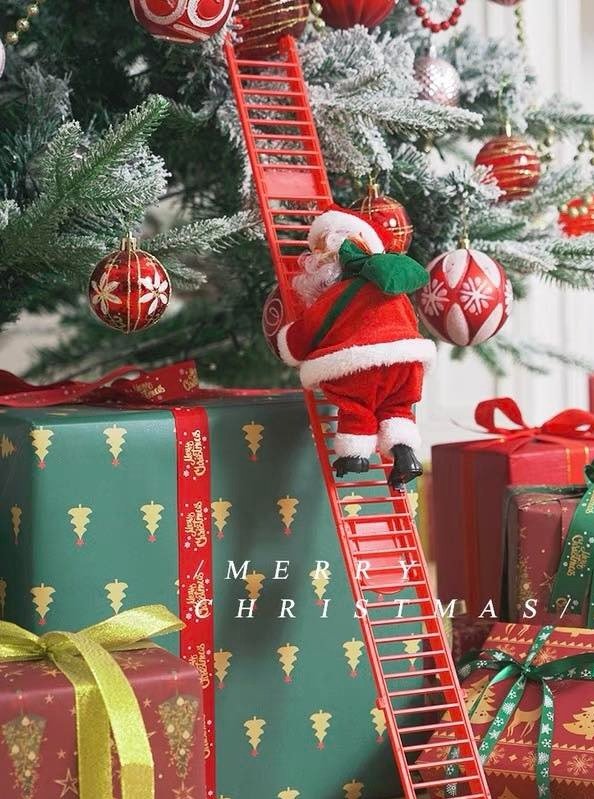 Christmas Electric Santa Decor, Santa Climbing Ropes & Ladder Toy Orna