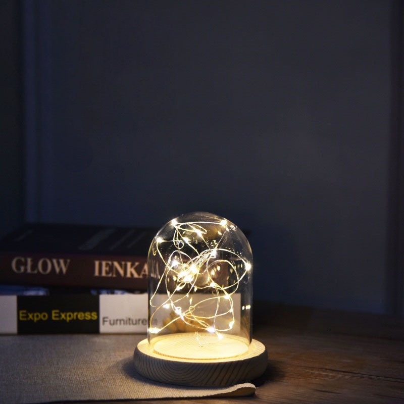 Silver Flower Glass Night Lamp