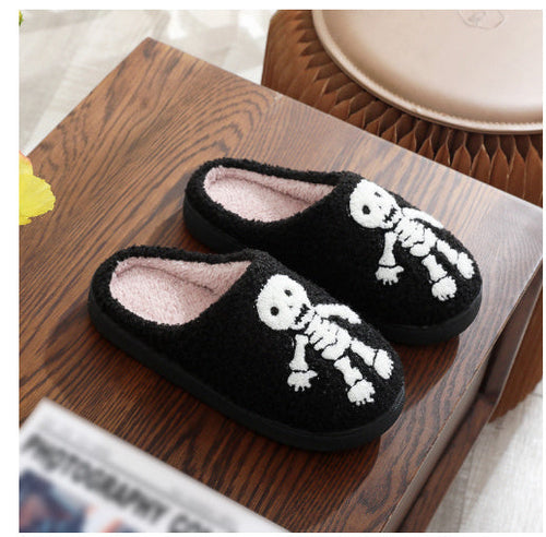 Halloween Funny Spider Ghost Scary Flat Indoor House Shoes For Women