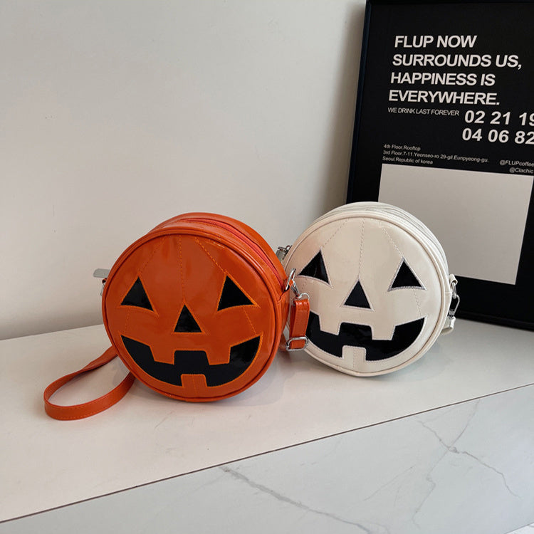 Halloween Pumpkin Small Round Bag Girls Funny Cute Shoulder Bag