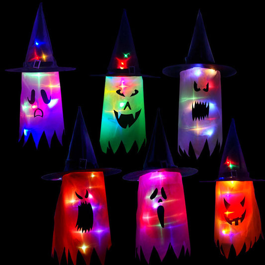 Halloween Colorful Glowing Wizard Hats Decorative Accessory